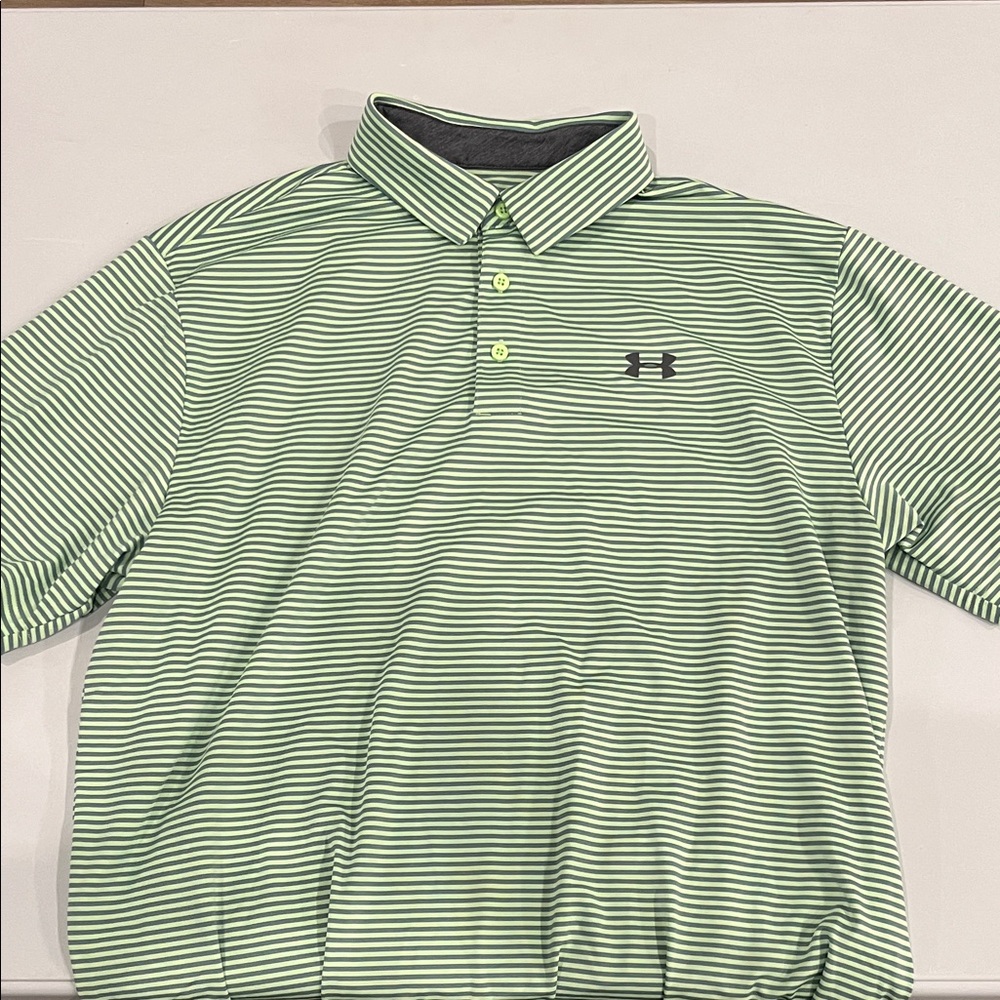 Under Armour Men's Light Green Striped Polo